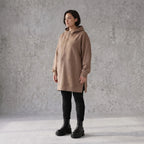 Damen Hoody Avantgarde Baumwolle Braun, gerader Schnitt, Reißverschluss, Oversize große Größen – Rafay