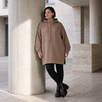 Damen Hoody Avantgarde Baumwolle Braun, gerader Schnitt, Reißverschluss, Oversize große Größen – Rafay