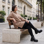 Damen Hoody Avantgarde Baumwolle Braun, gerader Schnitt, Reißverschluss, Oversize große Größen – Rafay