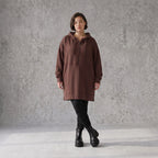 Damen Hoody Avantgarde Baumwolle Braun, gerader Schnitt, Reißverschluss, Oversize große Größen – Rafay