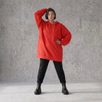 Damen Hoody Avantgarde Baumwolle Rot, gerader Schnitt, Reißverschluss, Oversize große Größen – Rafay