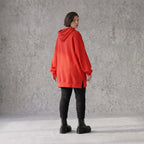 Damen Hoody Avantgarde Baumwolle Rot, gerader Schnitt, Reißverschluss, Oversize große Größen – Rafay