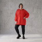 Damen Hoody Avantgarde Baumwolle Rot, gerader Schnitt, Reißverschluss, Oversize große Größen – Rafay