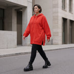 Damen Hoody Avantgarde Baumwolle Rot, gerader Schnitt, Reißverschluss, Oversize große Größen – Rafay