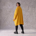 Damen Shirt Avantgarde Baumwolle Senfgelb, Vokuhila-Form, Kapuze, Oversize große Größen – Rafay