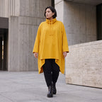 Damen Shirt Avantgarde Baumwolle Senfgelb, Vokuhila-Form, Kapuze, Oversize große Größen – Rafay