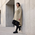 Damen Shirt Avantgarde Baumwolle Beige, Vokuhila-Schnitt, Kapuze, Oversize große Größen – Rafay