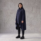 Damen Shirt Avantgarde Baumwolle Dunkelblau, Vokuhila-Schnitt, Kapuze, Oversize große Größen – Rafay