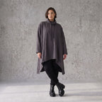 Damen Shirt Avantgarde Baumwolle Dunkelgrau, Vokuhila-Schnitt, Kapuze, Oversize große Größen – Rafay