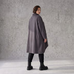 Damen Shirt Avantgarde Baumwolle Dunkelgrau, Vokuhila-Schnitt, Kapuze, Oversize große Größen – Rafay