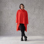 Damen Shirt Avantgarde Baumwolle Rot, Vokuhila, Langarm, Kapuze, Oversize große Größen – Rafay