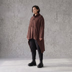 Damen Shirt Avantgarde Baumwolle Schokobraun, Vokuhila, Langarm, Kapuze, Oversize große Größen – Rafay