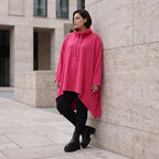 Damen Shirt Avantgarde Baumwolle Pink, Vokuhila, Langarm, Kapuze, Oversize große Größen – Rafay