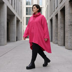 Damen Shirt Avantgarde Baumwolle Pink, Vokuhila, Langarm, Kapuze, Oversize große Größen – Rafay