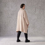 Damen Shirt Avantgarde Baumwolle Sand, Vokuhila, Langarm, Kapuze, Oversize große Größen – Rafay