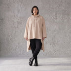Damen Shirt Avantgarde Baumwolle Sand, Vokuhila, Langarm, Kapuze, Oversize große Größen – Rafay