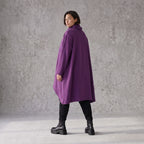 Damen Shirt Avantgarde Baumwolle Lila, Vokuhila, Langarm, Kapuze, Oversize große Größen – Rafay