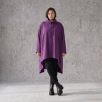 Damen Shirt Avantgarde Baumwolle Lila, Vokuhila, Langarm, Kapuze, Oversize große Größen – Rafay