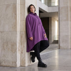 Damen Shirt Avantgarde Baumwolle Lila, Vokuhila, Langarm, Kapuze, Oversize große Größen – Rafay