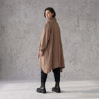 Damen Shirt Avantgarde Baumwolle Braun, Vokuhila, Langarm, Kapuze, Oversize große Größen – Rafay