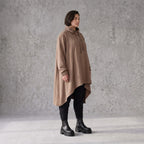 Damen Shirt Avantgarde Baumwolle Braun, Vokuhila, Langarm, Kapuze, Oversize große Größen – Rafay