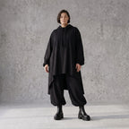 Damen Shirt Avantgarde Baumwolle Schwarz, Vokuhila, Langarm, Kapuze, Oversize große Größen – Rafay