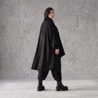 Damen Shirt Avantgarde Baumwolle Schwarz, Vokuhila, Langarm, Kapuze, Oversize große Größen – Rafay