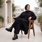 Damen Shirt Avantgarde Baumwolle Schwarz, Vokuhila, Langarm, Kapuze, Oversize große Größen – Rafay