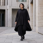 Damen Shirt Avantgarde Baumwolle Schwarz, Vokuhila, Langarm, Kapuze, Oversize große Größen – Rafay