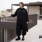 Damen Shirt Avantgarde Baumwolle Schwarz, Vokuhila, Langarm, Kapuze, Oversize große Größen – Rafay