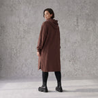 Damen Jacke Avantgarde Baumwolle Schokobraun, gerader Schnitt, Langarm, Kapuze, Oversize große Größen – Rafay