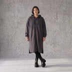 Damen Jacke Avantgarde Baumwolle Dunkelgrau, gerader Schnitt, Langarm, Reißverschluss, Oversize große Größen – Rafay