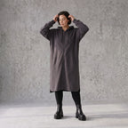 Damen Jacke Avantgarde Baumwolle Dunkelgrau, gerader Schnitt, Langarm, Reißverschluss, Oversize große Größen – Rafay