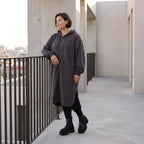 Damen Jacke Avantgarde Baumwolle Dunkelgrau, gerader Schnitt, Langarm, Reißverschluss, Oversize große Größen – Rafay