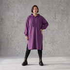 Damen Jacke Avantgarde Baumwolle Lila, gerader Schnitt, Langarm, Reißverschluss, Oversize große Größen – Rafay