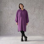 Damen Jacke Avantgarde Baumwolle Lila, gerader Schnitt, Langarm, Reißverschluss, Oversize große Größen – Rafay