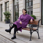Damen Jacke Avantgarde Baumwolle Lila, gerader Schnitt, Langarm, Reißverschluss, Oversize große Größen – Rafay