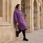 Damen Jacke Avantgarde Baumwolle Lila, gerader Schnitt, Langarm, Reißverschluss, Oversize große Größen – Rafay
