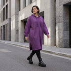 Damen Jacke Avantgarde Baumwolle Lila, gerader Schnitt, Langarm, Reißverschluss, Oversize große Größen – Rafay