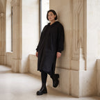 Damen Jacke Avantgarde Baumwolle Schwarz, gerader Schnitt, Langarm, Reißverschluss, Oversize große Größen – Rafay
