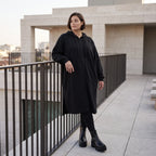 Damen Jacke Avantgarde Baumwolle Schwarz, gerader Schnitt, Langarm, Reißverschluss, Oversize große Größen – Rafay