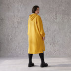 Damen Jacke Avantgarde Baumwolle Senfgelb, gerader Schnitt, Langarm, Kapuze, Oversize große Größen – Rafay