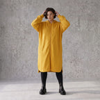 Damen Jacke Avantgarde Baumwolle Senfgelb, gerader Schnitt, Langarm, Kapuze, Oversize große Größen – Rafay