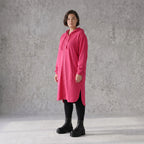Damen Jacke Avantgarde Baumwolle Pink, gerader Schnitt, Langarm, Kapuze, Oversize große Größen – Rafay