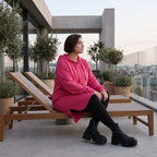 Damen Jacke Avantgarde Baumwolle Pink, gerader Schnitt, Langarm, Kapuze, Oversize große Größen – Rafay