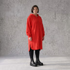 Damen Jacke Avantgarde Baumwolle Rot, gerader Schnitt, Langarm, Reißverschluss, Oversize große Größen – Rafay