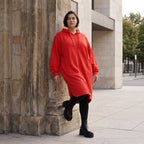 Damen Jacke Avantgarde Baumwolle Rot, gerader Schnitt, Langarm, Reißverschluss, Oversize große Größen – Rafay