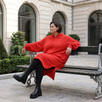Damen Jacke Avantgarde Baumwolle Rot, gerader Schnitt, Langarm, Reißverschluss, Oversize große Größen – Rafay