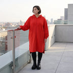 Damen Jacke Avantgarde Baumwolle Rot, gerader Schnitt, Langarm, Reißverschluss, Oversize große Größen – Rafay