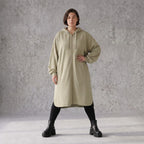 Damen Jacke Avantgarde Baumwolle Beige, gerader Schnitt, Reißverschluss, Oversize große Größen – Rafay